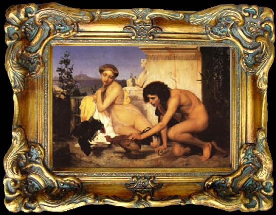 framed  Jean Leon Gerome Young Greeks at a Cockfight, Ta045